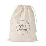 Cream coloured custom drawstring bag
