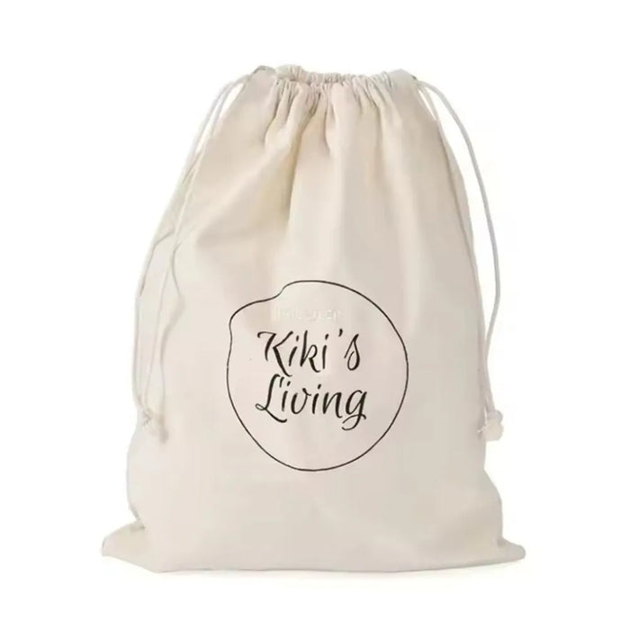 Cream coloured custom drawstring bag