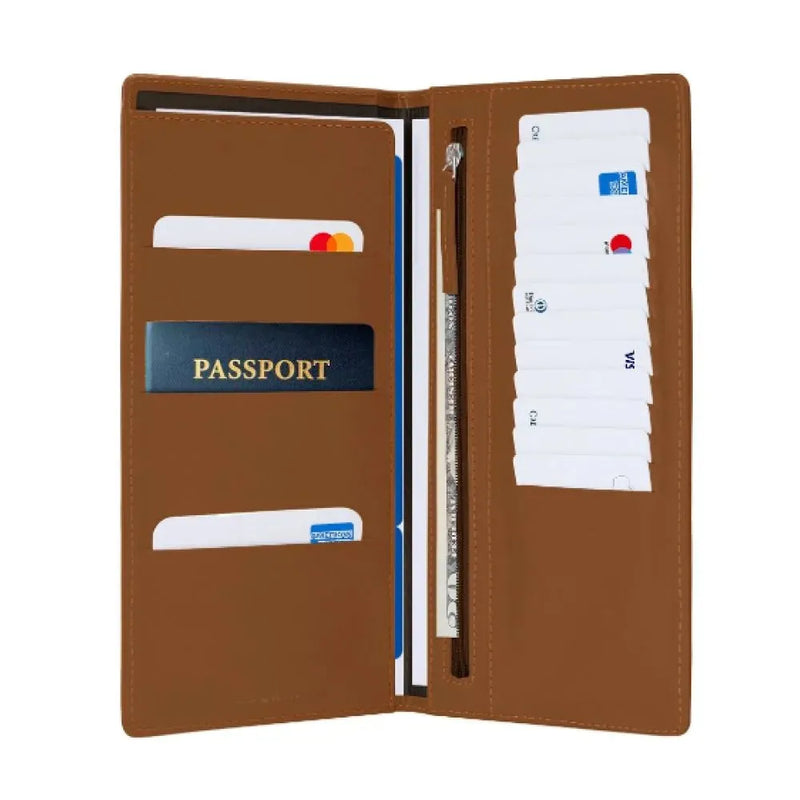 Custom brown travel wallet