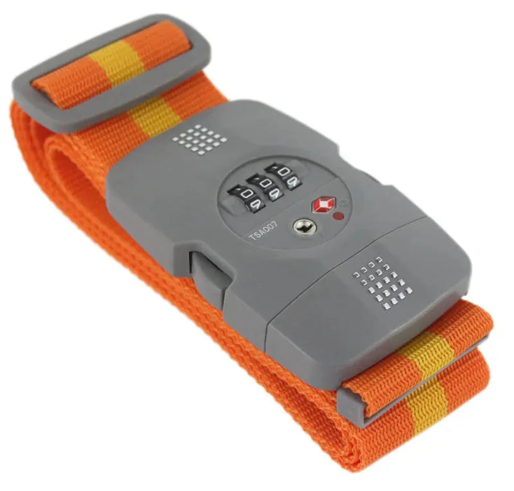 Orange luggage strap with tsa lock