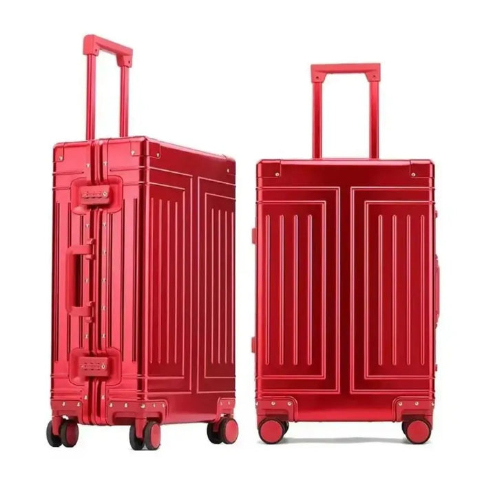 Stylish red aluminium frame luggage