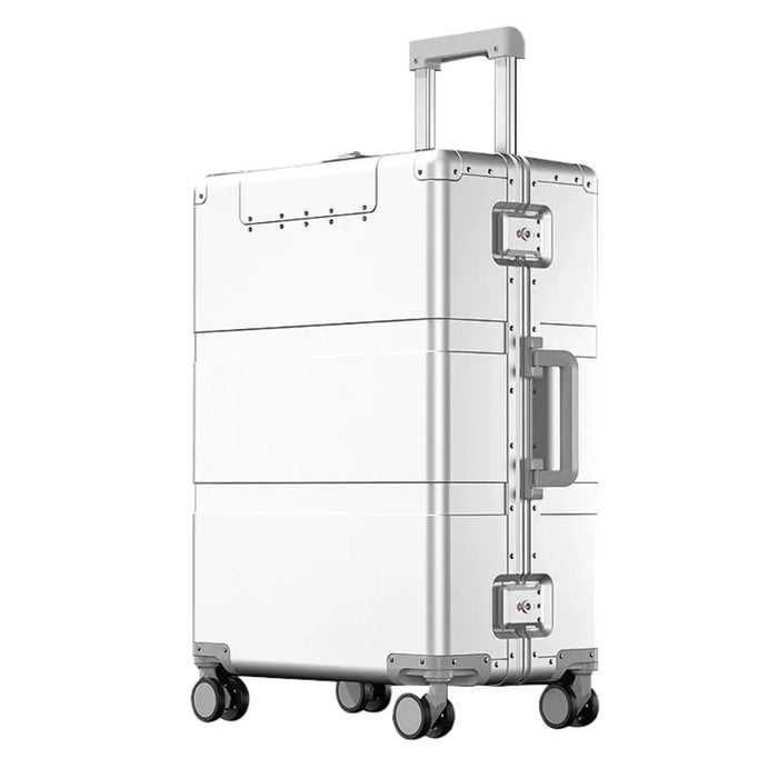 Zipless silver aluminium frame luggage