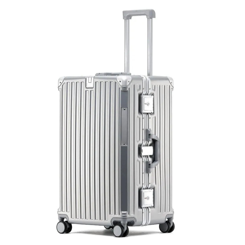 Silver aluminium frame suitcase