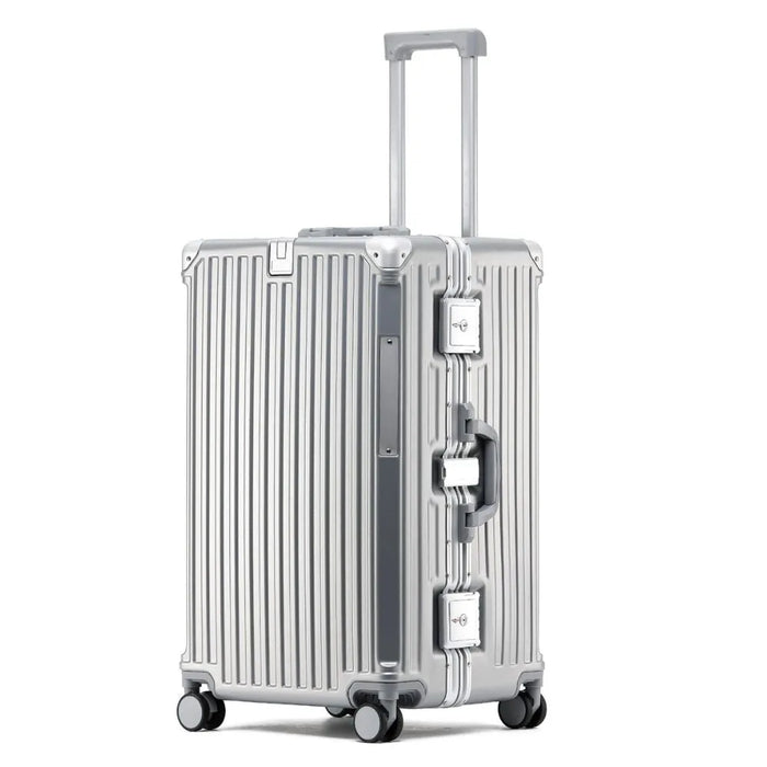 Silver aluminium frame suitcase