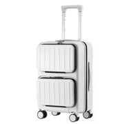 white business luggage with exterior compartments