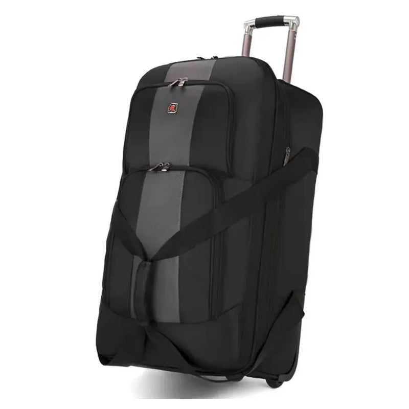 grey check in bag