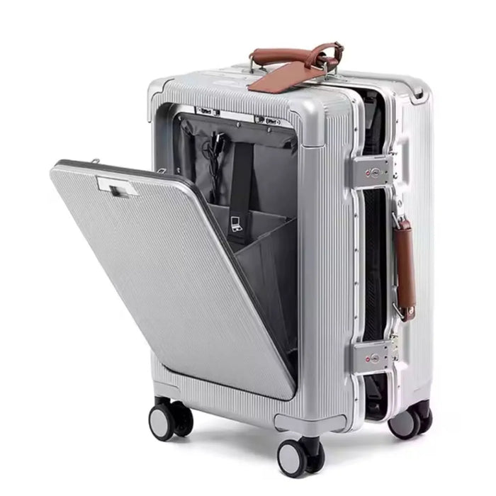 Silver hard case luggage