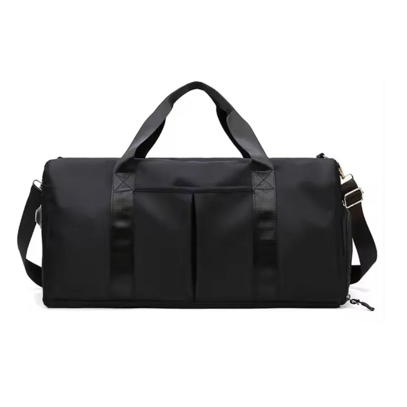 black travel duffel bag